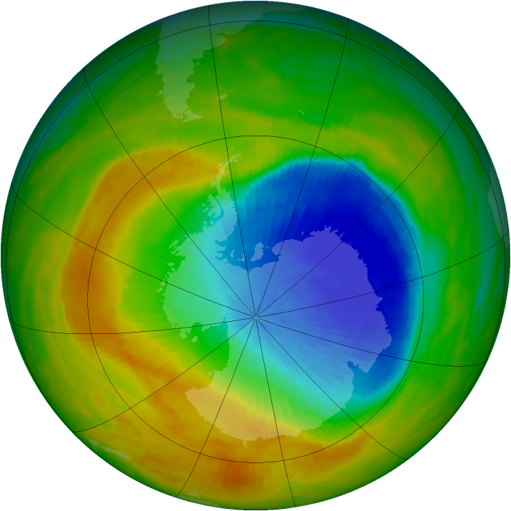Antarctic ozone map for 08 November 1991